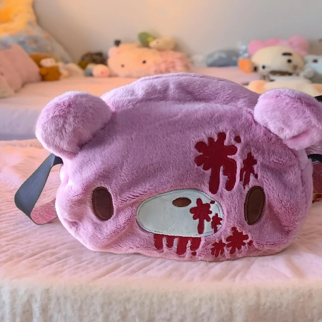Gloomy Bear plush crossbody bag: Pink, cute - edgy with “blood - splatter” details. A fun, unique pick for fans. 2