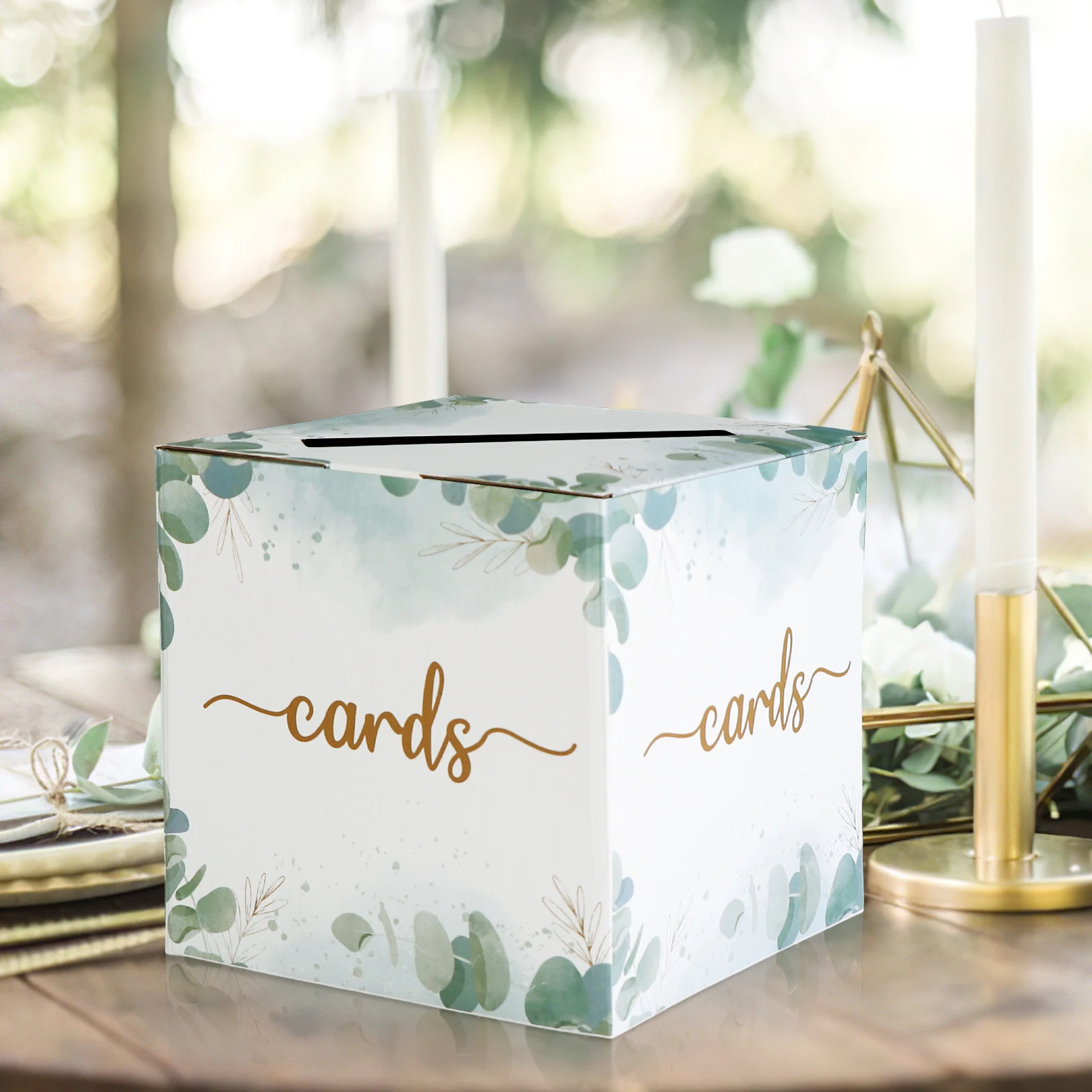 Wedding card box paper eucalyptus novel style portable suitable for weddings event decorations etc storage of event money acrylic card box
