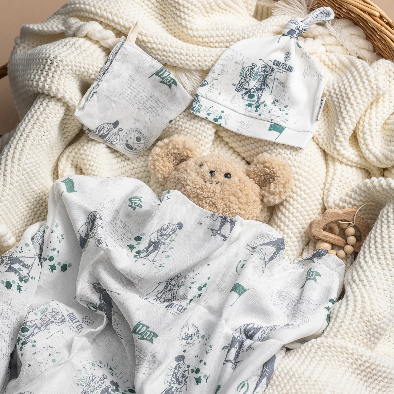 Детское одеяло для пеленания, комплект s из шапки и ткани в виде капель, Мягкое хлопковое муслиновое одеяло из органического хлопка для новорожденных