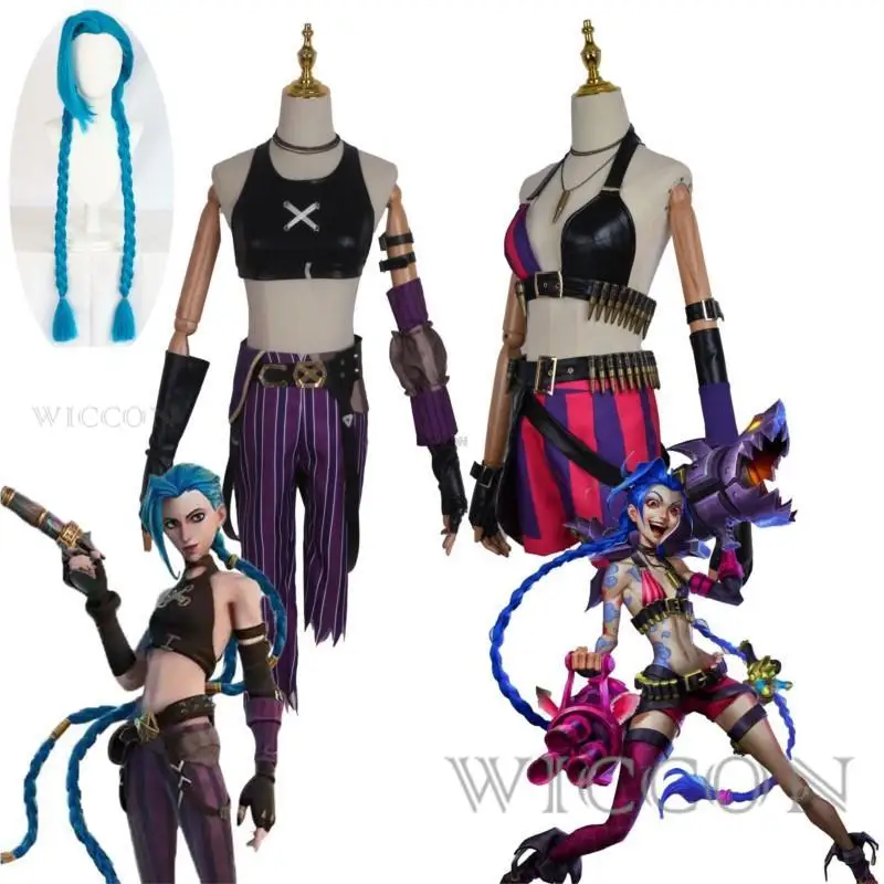 

Jinx Cosplay Costume LoL Jinx Arcane Cosplay Uniform Outfits Sexy Women Halloween Party Carnival Suit Cosplay Halloween Costumes