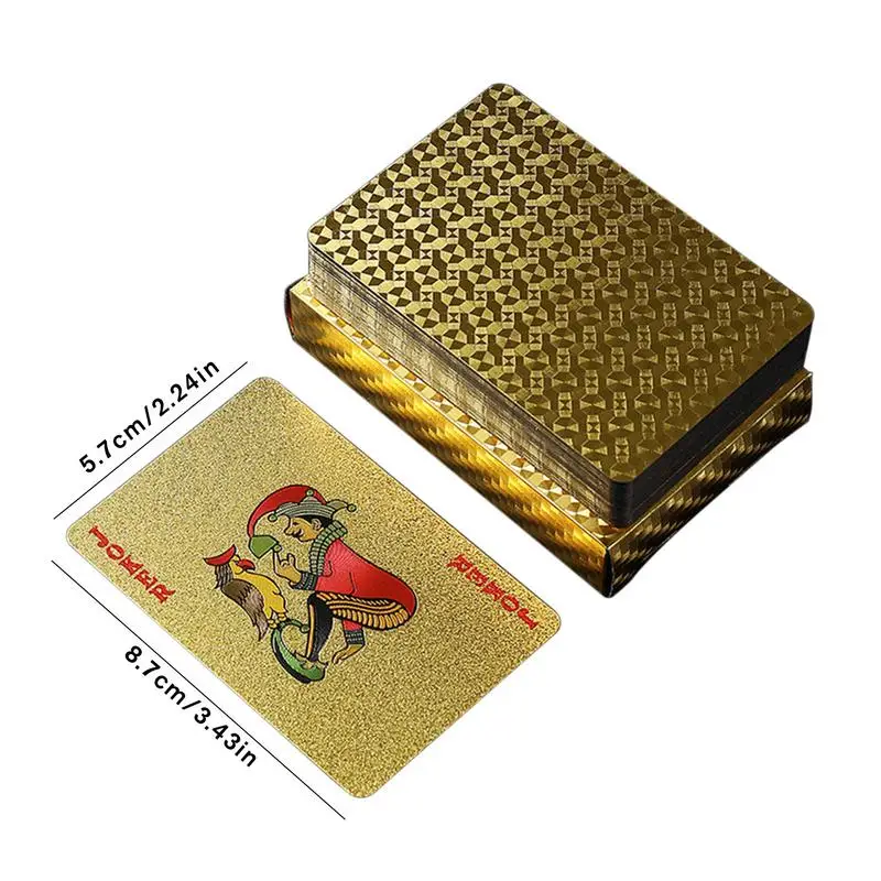 Gold Foil Poker Cards Waterproof Tabletop Poker Parties Game PVC Portable Leisure Playing Cards for Festivals Gatherings
