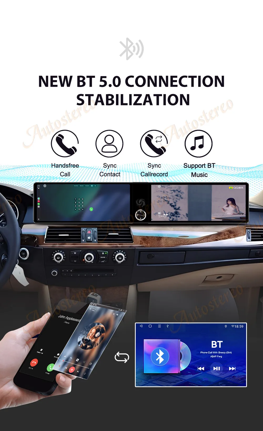 Dual Screen Android14 ID9 Car Radio Carplay Screen For BMW 5 Series E60 2003-201