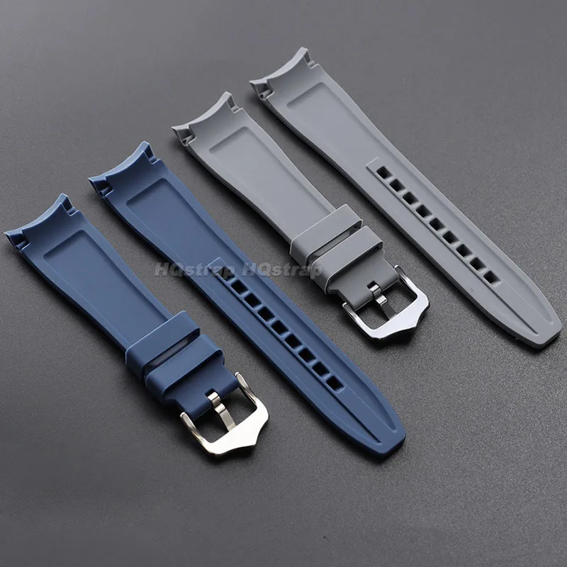 High-Quality Curved End Silicone Sport Watch Band - Waterproof Rubber Strap