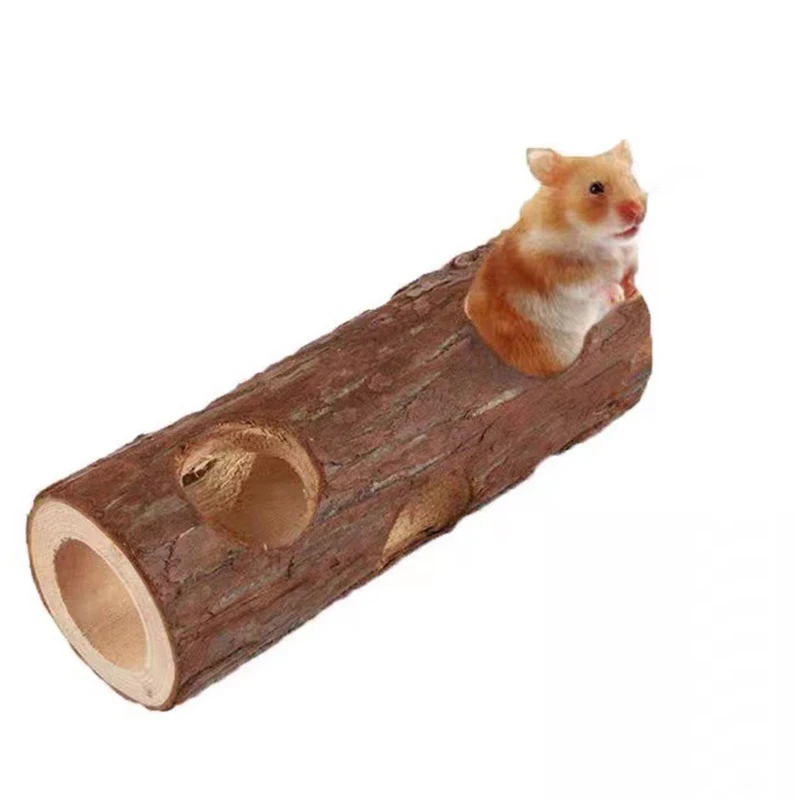 Hamster Wooden Tunnels Tubes Bite-resistant Hideout Molar Toy For Indoor Cats Dogs