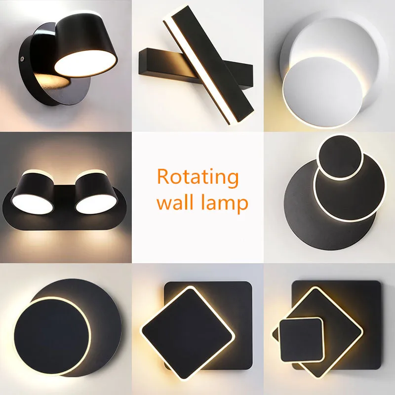 

Nordic minimalist designer home, hotel, bedroom, bathroom, metal wall lamp, rotatable and adjustable indoor LED wall lamp