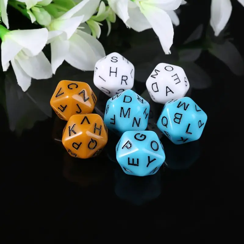 YD61 7pcs/set 20-Sided D20 English Alphabet Letters Dials Board Game Accessories For