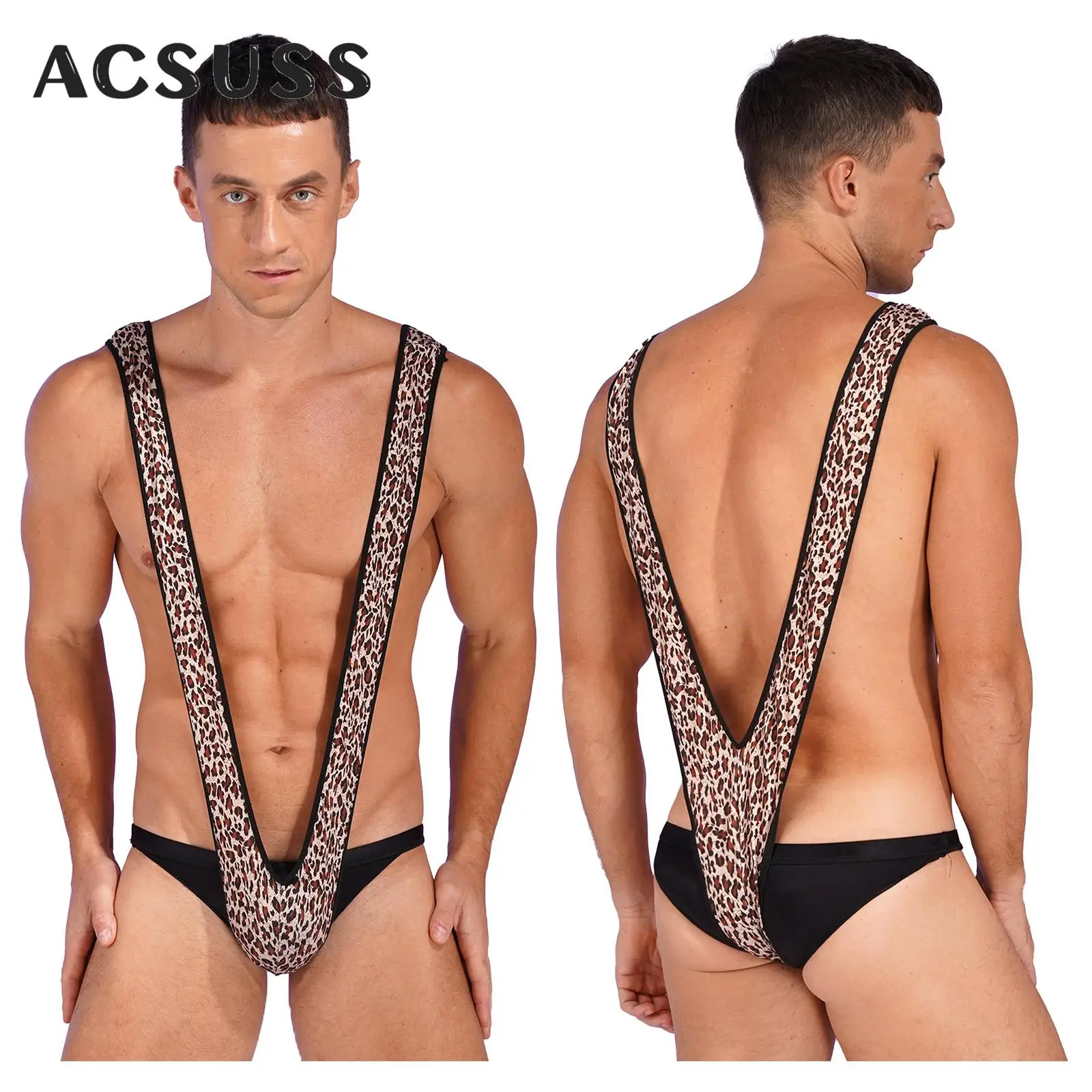 Mini Bikini Da Uomo Body One Piece Sling Shot Mankini Deep V-Neck Swimwear Backless Micro Thongs Lingerie Body String Nightwear