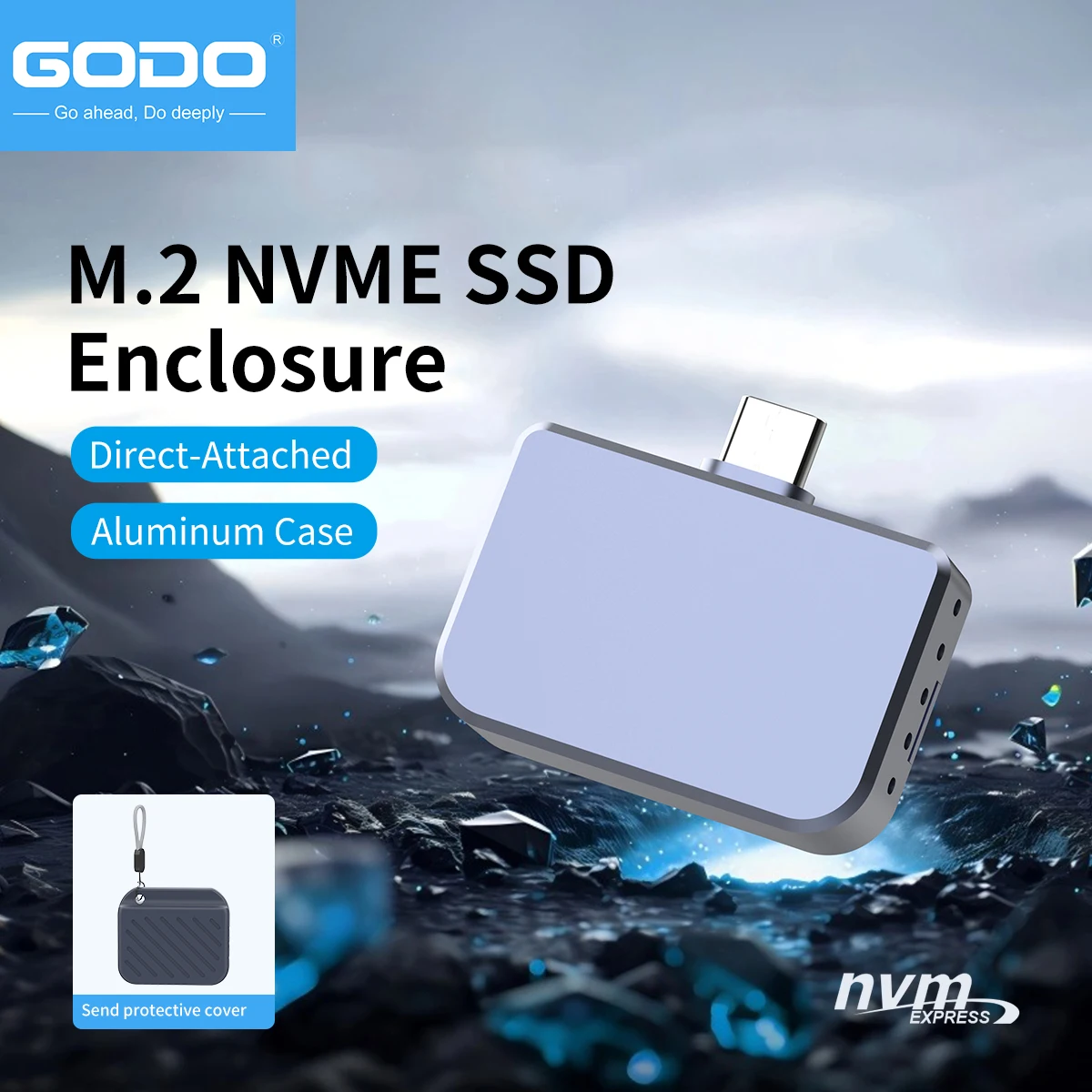 GODO 2230 Type-C 플러그 앤 플레이 M.2 NVMe SSD 외장 케이스 (휴대폰/PC/Mac 호환)