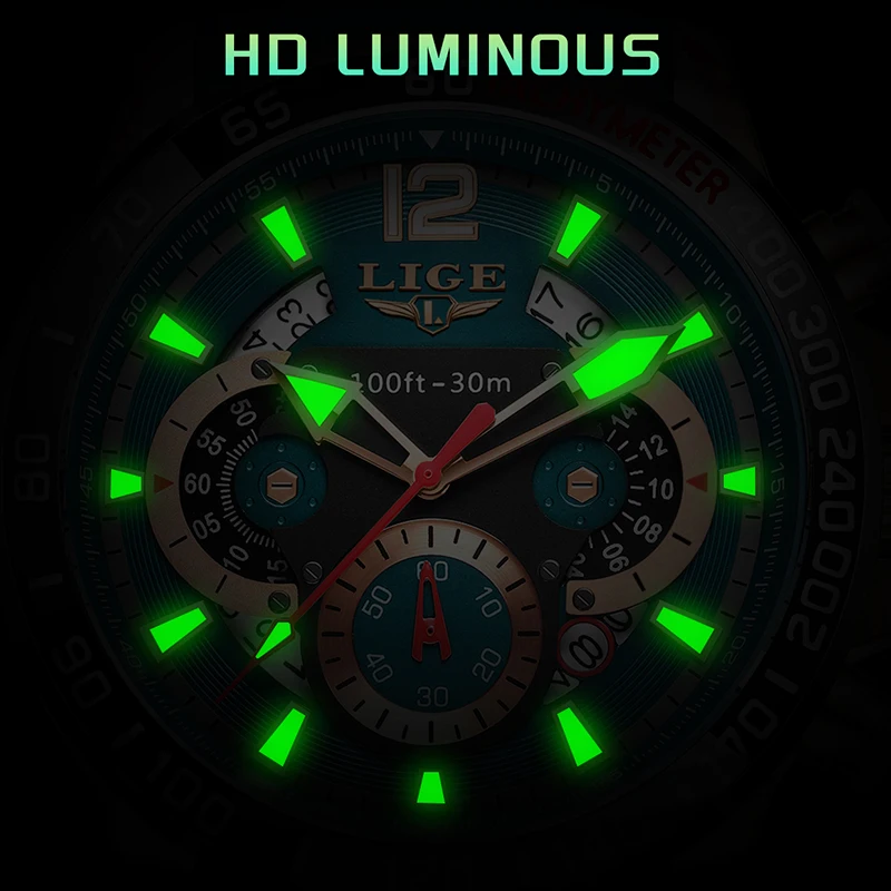New Outdoor Sports Men Watch LIGE Top Brand Luxury Military Waterproof Quartz Watches for Men Fashion Auto Date Chronograph Male
