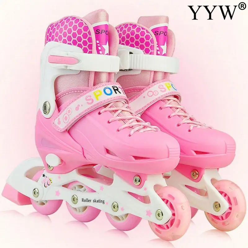Inline Roller Skate Shoes 4-Wheel Sneakers Roller Skating Flash Shoes Protective Gear Suit Child Kid Youth Beginner Boy And Girl roller skates