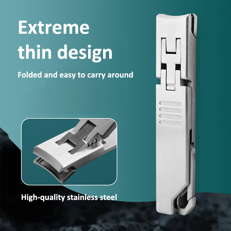 Ultra Thin Portable Fingernail Clipper Small Pocket Folding Nail Clippers Wide Jaw Cutter with Keychain Curved Trimmer Nail Clipper Nail Clippers