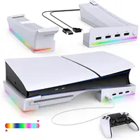 IPEGA Horizontal Stand with RGB LED Light for P5 Slim &P5 Pro,Console Accessories with 14 Light Modes and 4-Port USB Ports