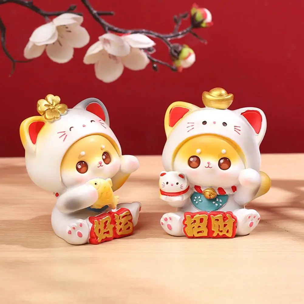 

Desktop Sculpture Attractive Vibrant Color Smooth Desktop Lucky Wealth Cat Animal Figurine Car Supplies