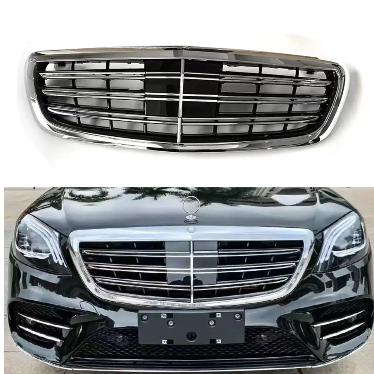 메르세데스-벤츠 W222 S클래스 S320 S400 S350 S500 S450 S600 2014-2020 AMG 스타일 후드 튜닝 바디 키트용 자동차 프론트 그릴