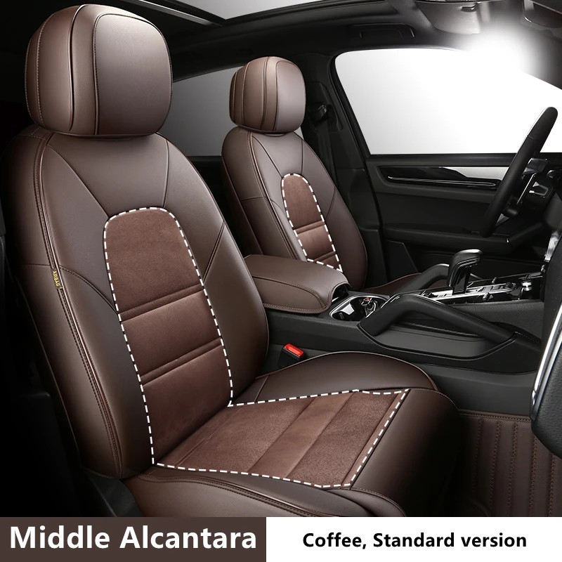 Custom Fit Middle Alcantara Leather Combined Car Seat Covers For 2 Rows