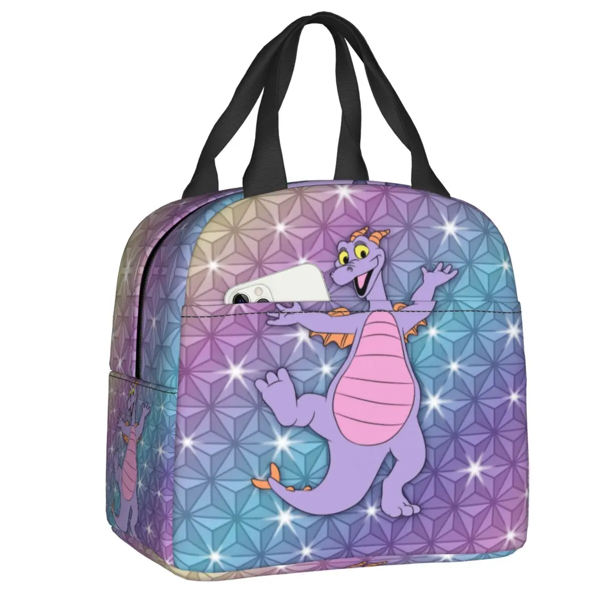 

Figment Purple Dragon Dinosaur Insulated Lunch Bag for Women Leakproof Cartoon Thermal Cooler Lunch Box Beach Camping Travel