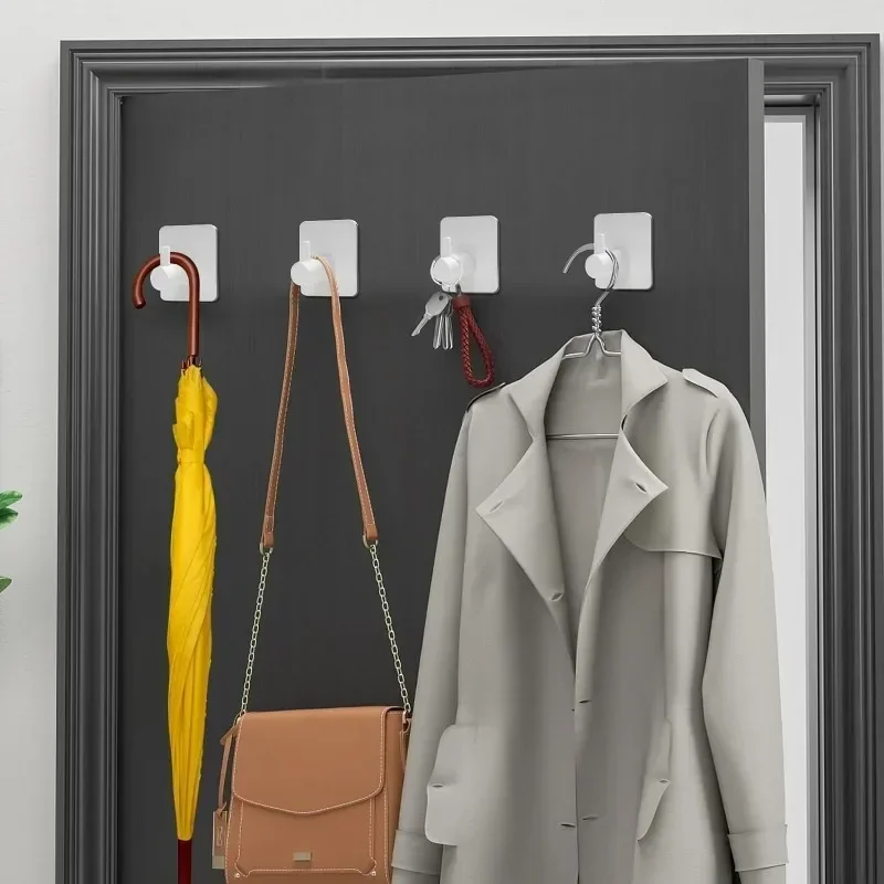 1/2/6 Stück Stark Klebende Wandhaken-Aufkleber, Kleiderhaken, Duschvorhang-Haken, Küchen- und Badezimmer-Handtuchhaken in Schwarz – Detail 6