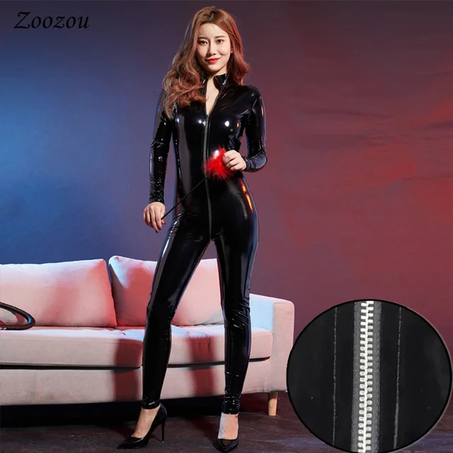 Ladies PVC Rubber Latex Leather Body Shaper Catsuit (8041) - China