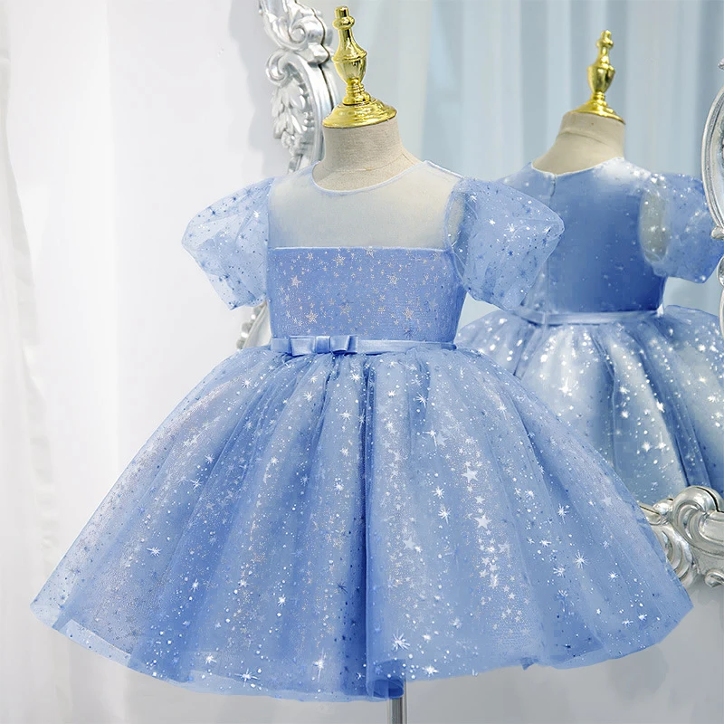 Blue Children's Princess Dress Baby Girl Dress Blue Princess Girl