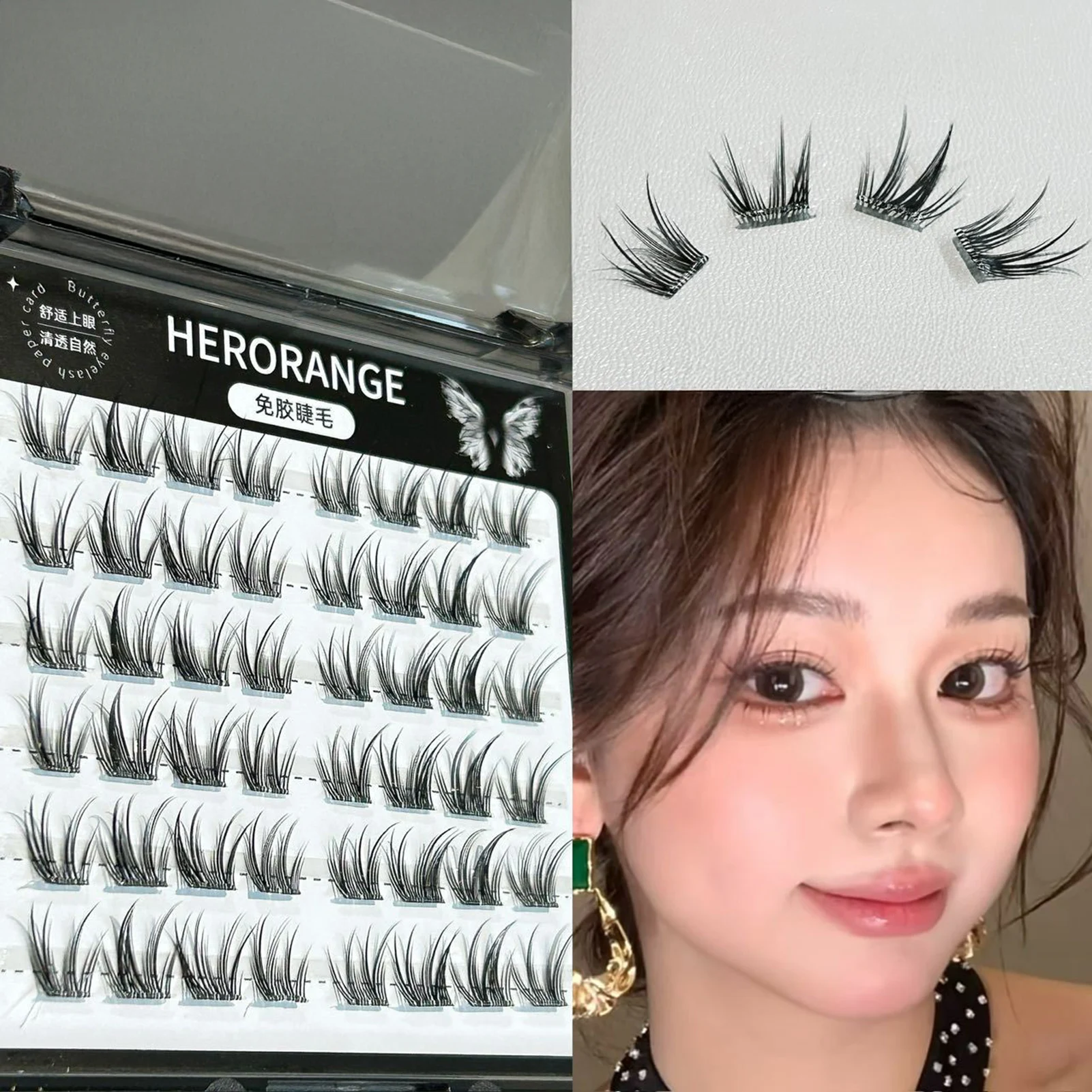 Description Picture 3 of itemNo Need Glue False Eyelashes Self-adhesive Upper/Lower Fluffy Eyelash Extension DIY Anime Manga Cluster Eyelash for Daily Makeup