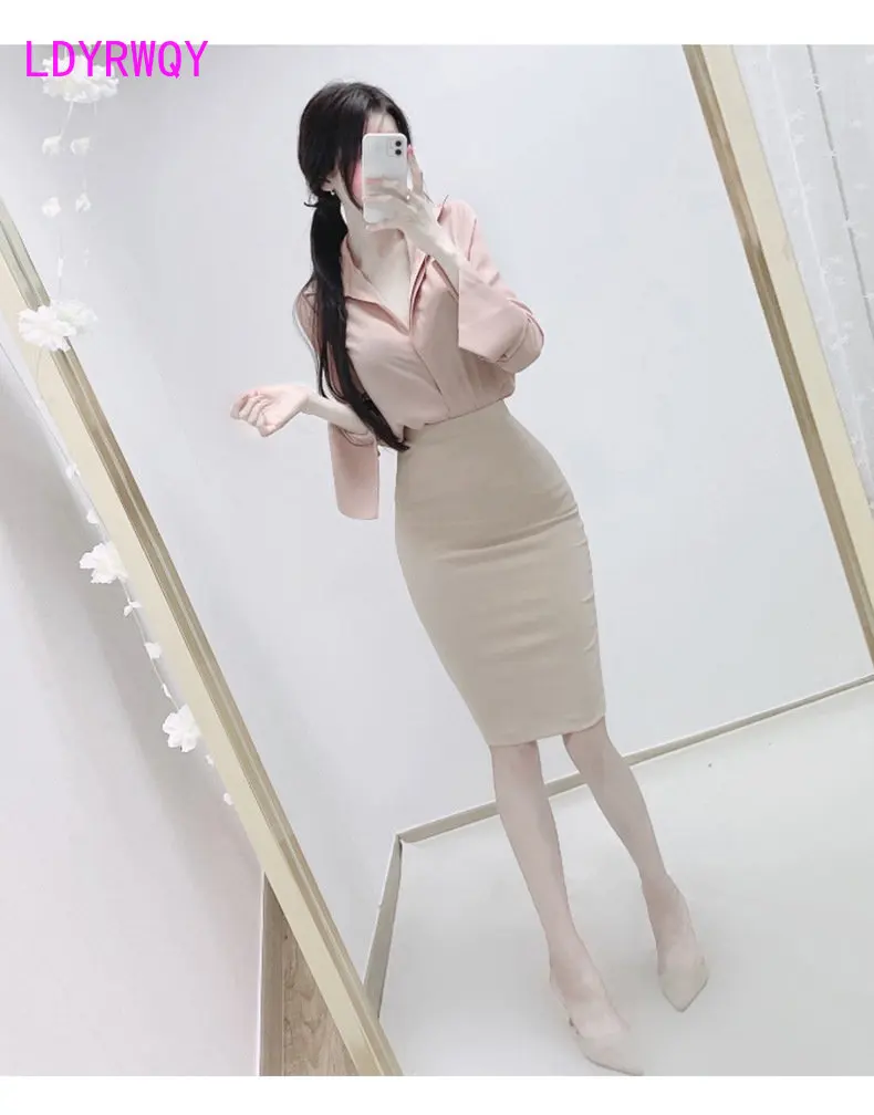 

autumn dress new style temperament simple high waist tight-fitting buttocks show figure split mid-length skirt women