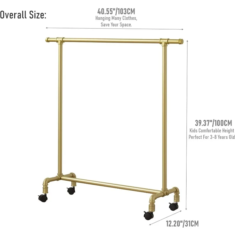 Kids Clothing Racks,Child Dress up Racks with Hooks, Metal Pipes Costumes Garment Hanging Racks,Small Rolling Clothes Racks 3