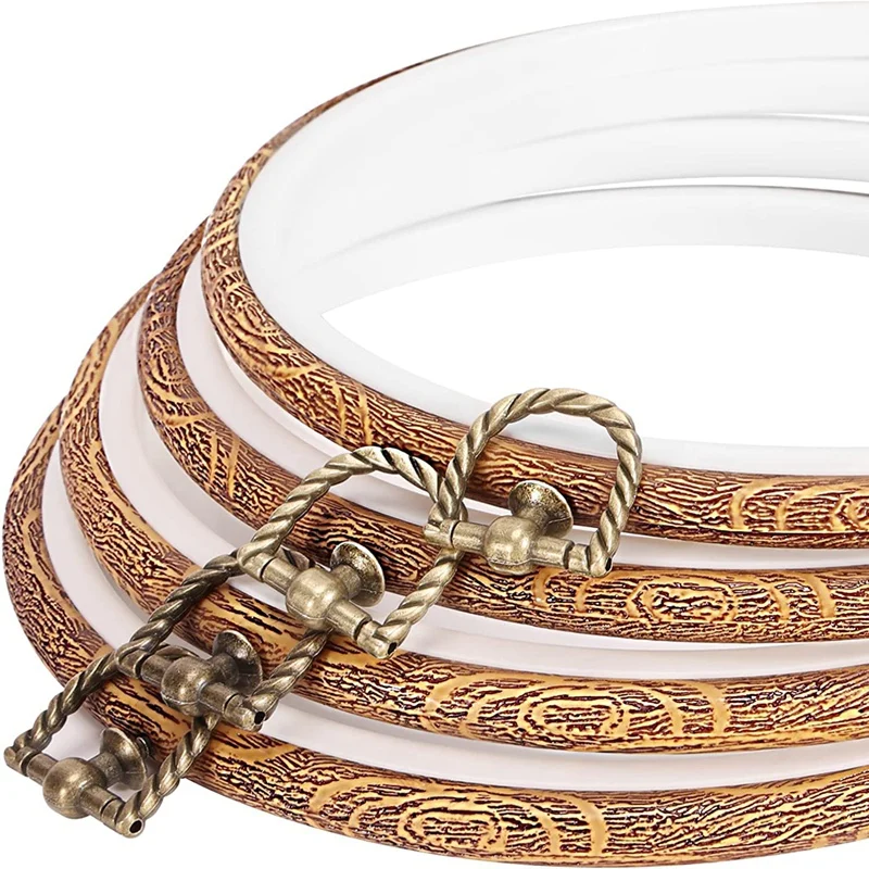 4 Pieces 8.4 Inch Embroidery Hoops Imitated Wood Display Frame Bulk Circle Embroidery Hoops