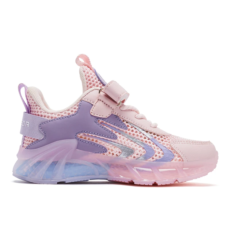 Breathable Kids Sneakers Pink Non Slip Casual Shoes