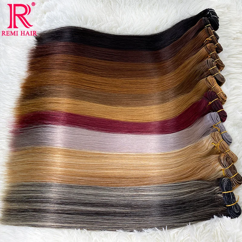 

REMI 100% Real Human Natural Hair Extensions for Women Weft Hair Piece Colored Sewn Hair Bundles Mega Hair Weaving Human Hair