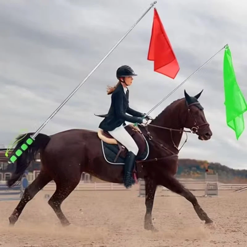 Horse Training Flags With Telescopic Flagpole Tour Guide Flagpole Set Portable Horseback Riding Gear Vibrant Colors