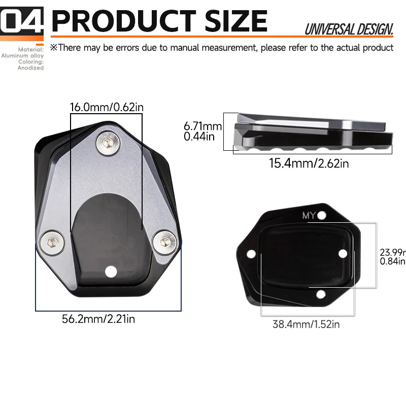 Motorcycle Kickstand Foot Extension Pad Plate - Durable Side Stand Enlarger