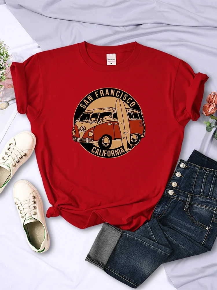 

Футболка женская с коротким рукавом, уличная дышащая мягкая Повседневная рубашка в стиле хип-хоп с Сан-Франциско, Калифорния, винтажная школьная модель