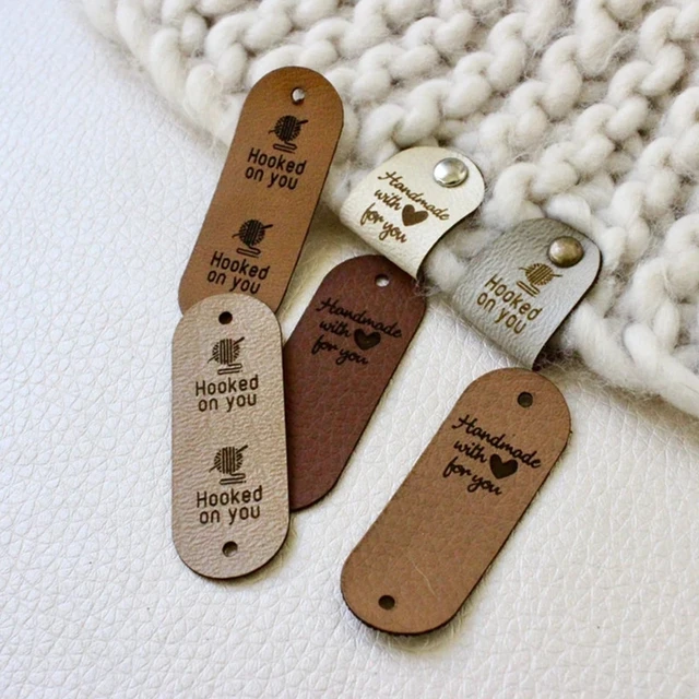 30pcs Custom Knitting Leather Label Sewing Handmade Tags For