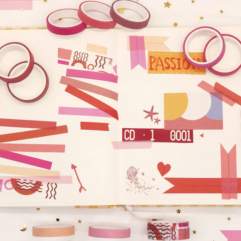 11Pcs 레인보우 Washi 테이프 스크랩북 용품 Washitape 기본 장식 접착 테이프 일기 저널 편지지 Washi 테이프 세트