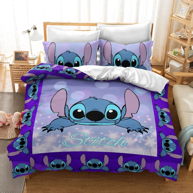 thumbnail image 1 of Disney-Juego de funda nórdica de Lilo & Stitch, funda de almohada de dibujos animados en 3d, juego de cama individual, doble, doble, completa, tamaño Queen y King, decoración de dormitorio, 1 of 5