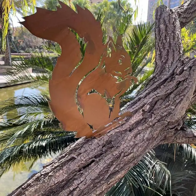 Rozsdás Fém Állati Sziluettek Kerti Kerítés Dekoráció A Kertészeti Vidéki Gyep Terasz Robin Art Udvari Tét - Image 3