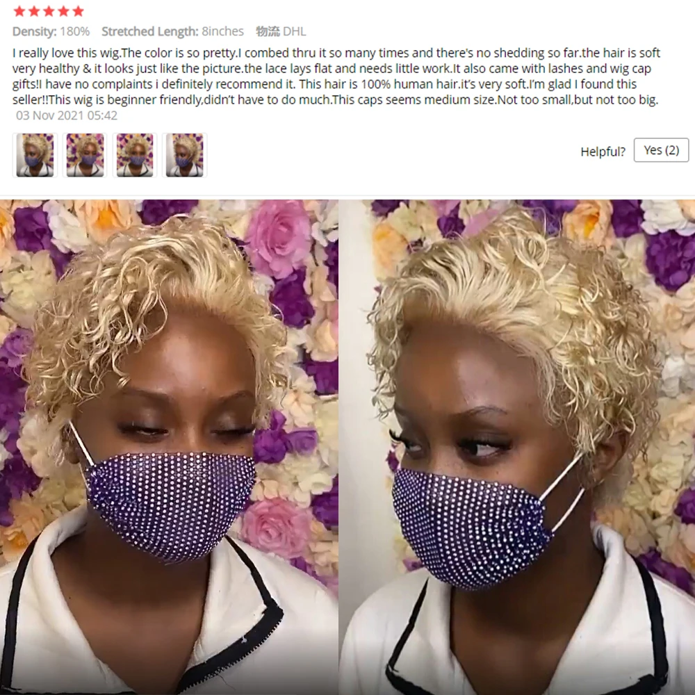 Pixie Cut Curly Bob 613 Blonde Wigs Human Hair Burmese Curly Short Honey Blonde Burgundy Colored 13x4 Lace Front Human Hair Wigs