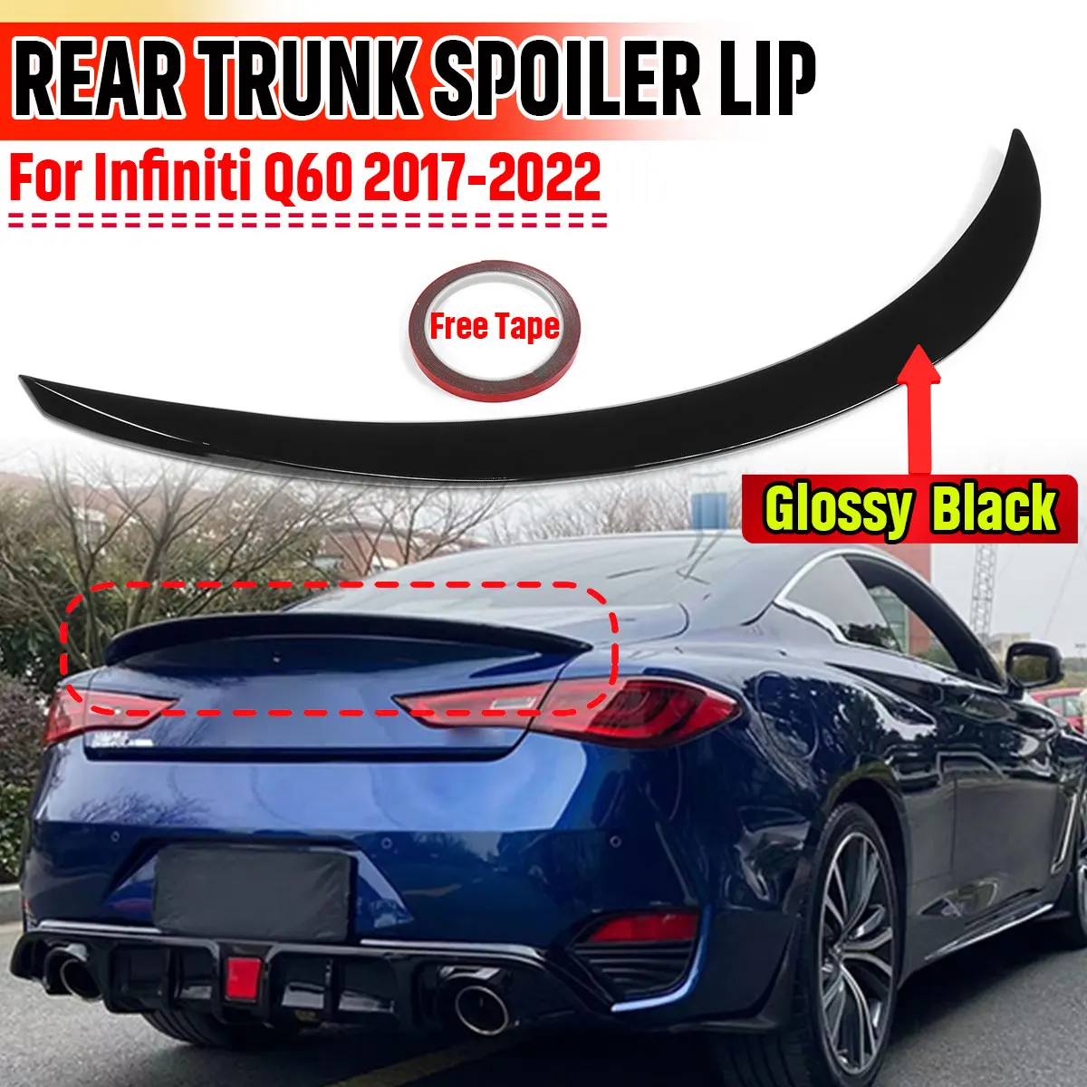 

New Car Rear Spoiler Wing Lip Extension For Infiniti Q60 2017-2022 Rear Trunk Spoiler Lip Boot Wing Lip Rear Lip Spoiler