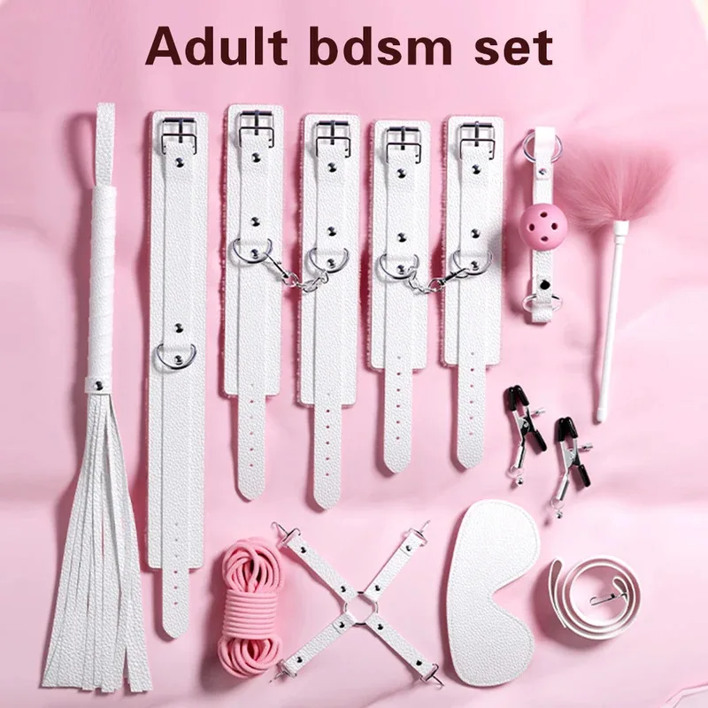 Exotische Bettsets, exotisches Spielzeug, Spiele für Erwachsene, Lederhandschellen, Peitsche, Knebel, Nippelklemmen, Produkte für Frauen_voghion.com