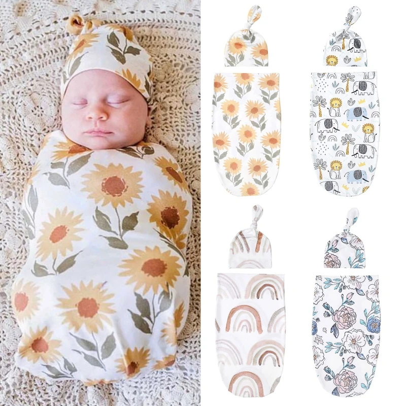 Baby Swaddles Newborn Swaddle Blanket Infant Sleep Sack Wrap Hat Set