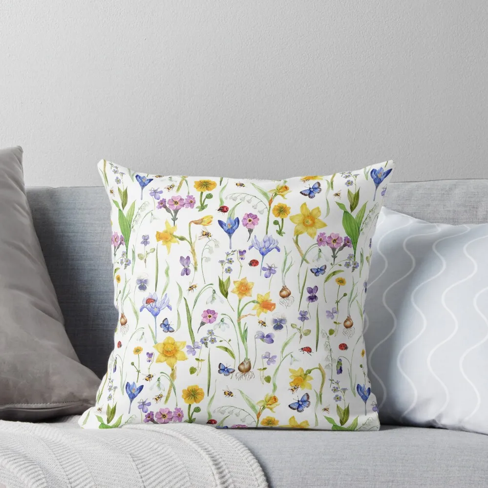 

All Spring Flowers Meadow Pattern Throw Pillow Christmas Throw Pillows Covers Sitting Cushion christmas supplies