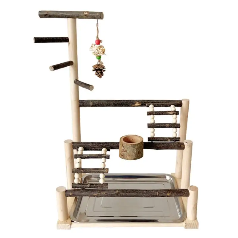 

Bird Stands For Parrots Natural Wood Bird Perches Stand Swing Climbing Ladder Parrot Plays Tand Parakeet Cage Accessories