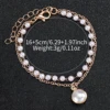 2PCS/set Fashion White Leather Strap Square Quartz Watch with Pearl Bracelet for Women 5