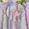 Kids Girl Unicorn Cute Wigs Ponytail Candy Color Cartoon  Butterfly Bow Ponytail Hair Styling Rubber Bands Headwear Braid 4