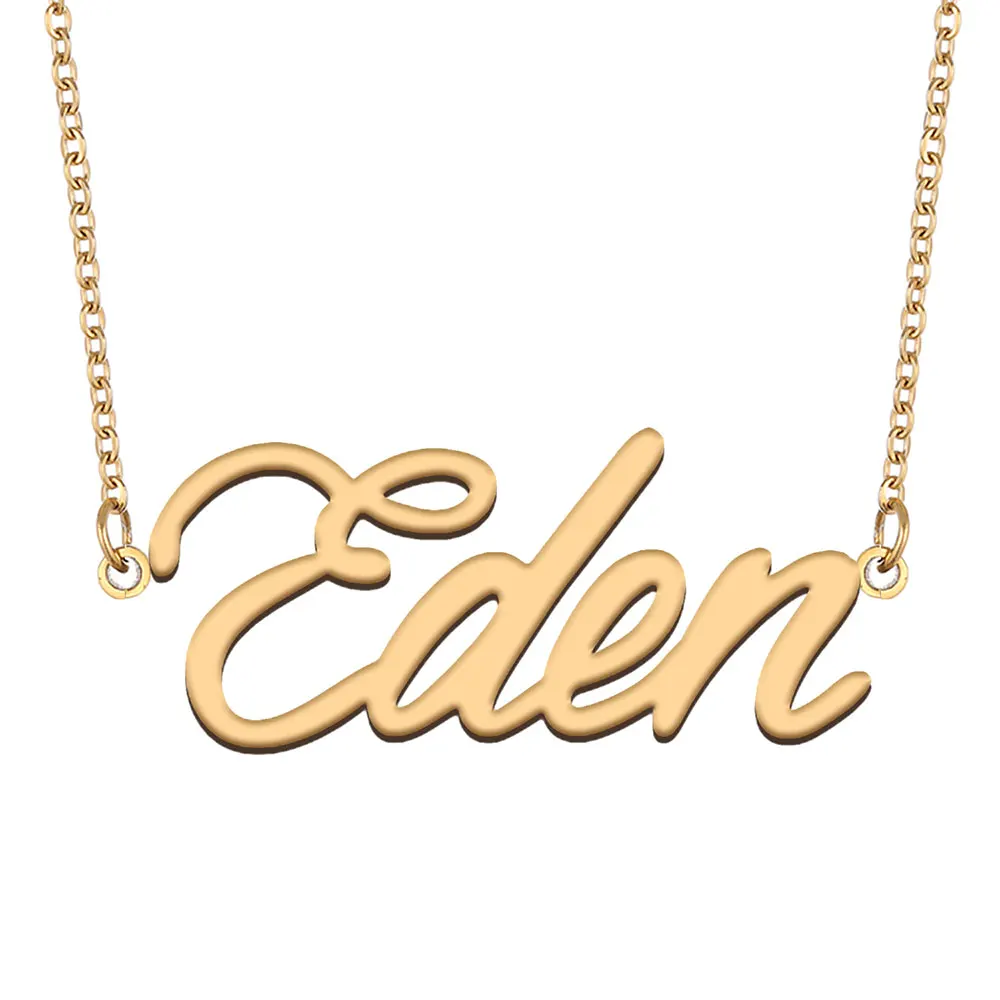

Eden Name Necklace for Women Stainless Steel Jewelry Gold Color Nameplate Pendant Collares Para Mujer Letters Choker