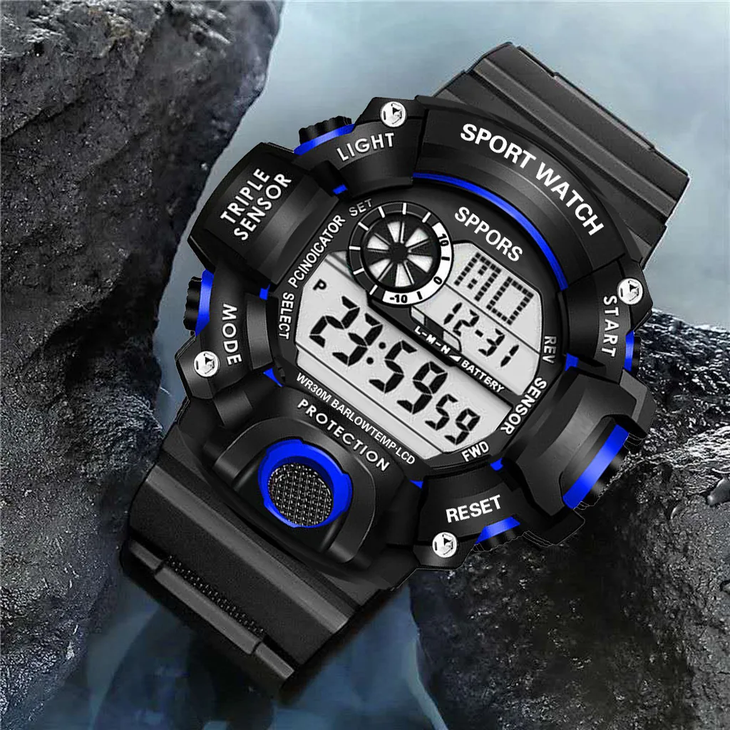 YIKAZE Y73 Men's Watch Digital Sports Electronic Wristwatch Large Dial Multifunctional Waterproof Luminous Alarm Male's Bracelet 5