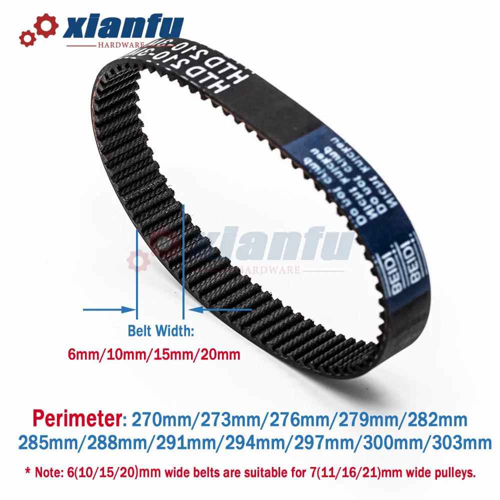 Rubber Belt Transmission Drive Belt Synchronous Belt HTD 3M Timing Belt Rubber Perimeter Lp = 270 273 276 269 282 285 288 291 294 297 300 303mm Belt Width 6/10/15/20mm Closed Loop