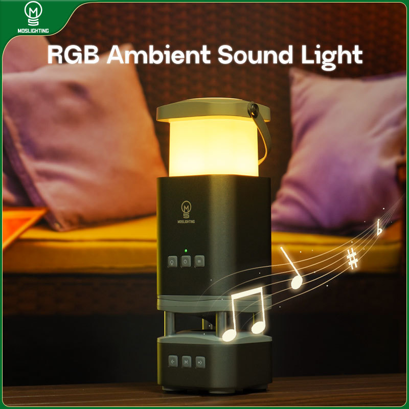 MOSLIGHTING Portable Light  2 in 1 Telescopic Camping Lantern Bluetooth Speaker RGB Night Lights Outdoor RGB Atmosphere Lighting