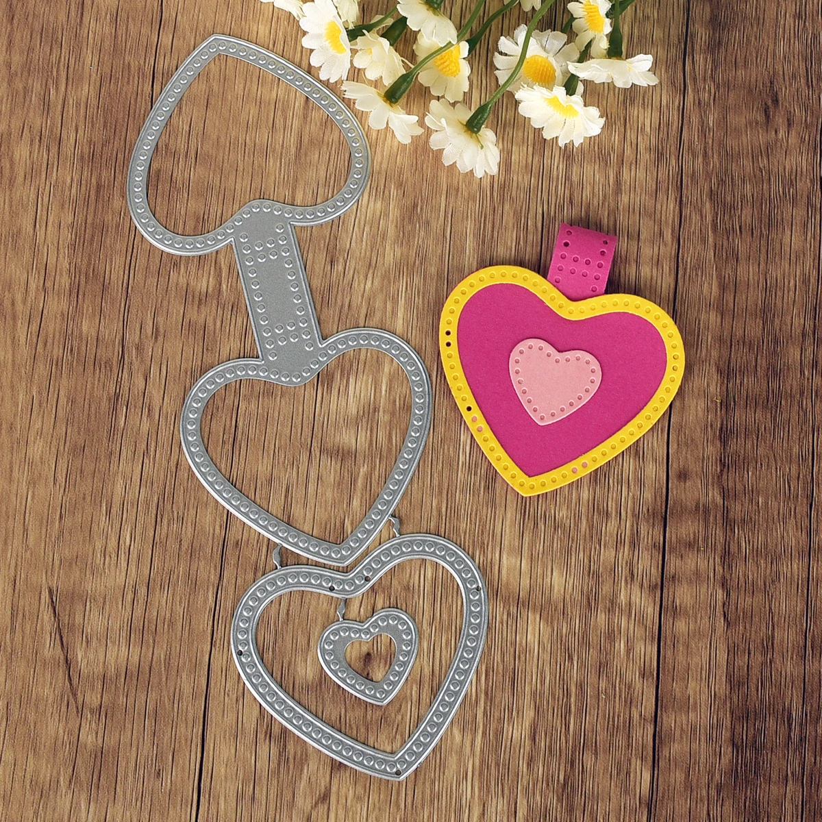 Description Picture 2 of itemLove Tag Square Bow Tie Finger Heart Cutting Dies Scrapbook DIY Craft Die Cut Paper Cards Making Tool Album Cover Embossing