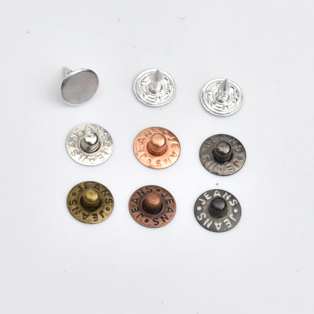 300 대/갑 9.5mm 황동 청바지 단추 리벳 스터드 명반 네일 수정 도구 포켓 가죽 공예 가방 벨트 6 색 무료 배송 ZD-023